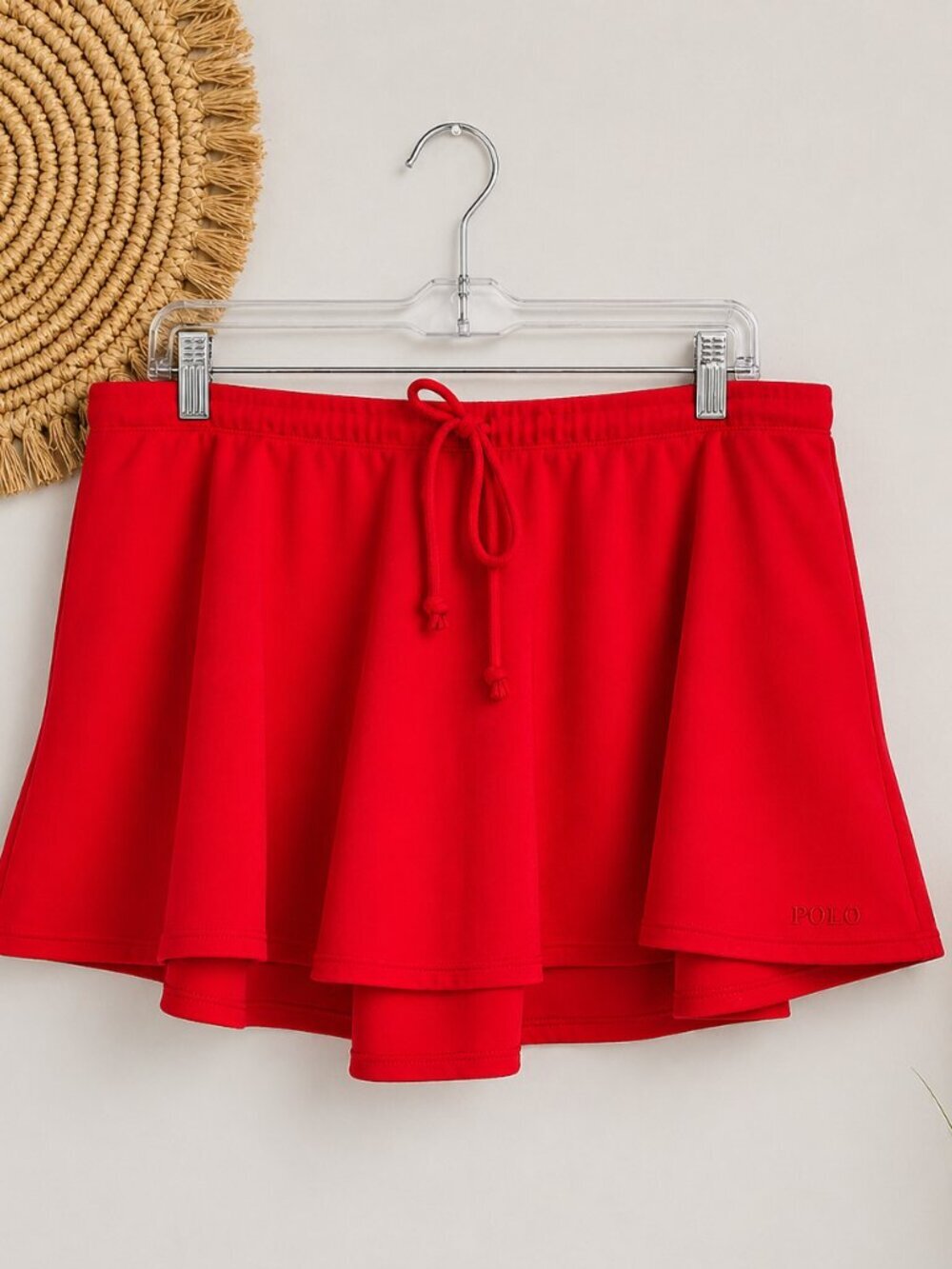 SKIMS Cherry Red Pull-on Cotton Fleece Jersey Mini Skirt SZ XL Tomato Girl - Picture 12 of 12